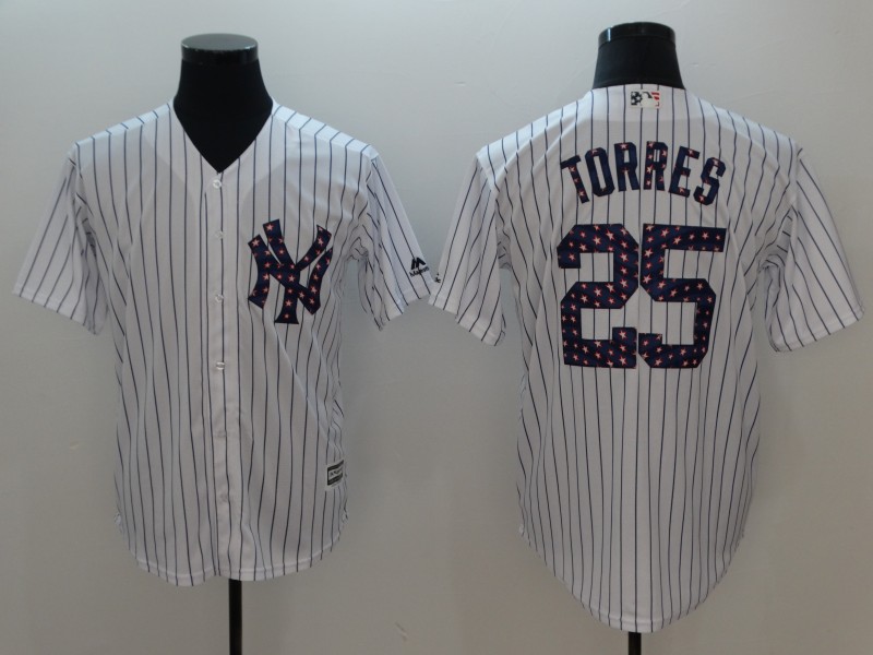 Men New York Yankees #25 Torres White Independent version Game MLB Jerseys->denver broncos->NFL Jersey